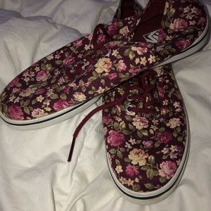 VANS Burgundy Floral Kids Shoes